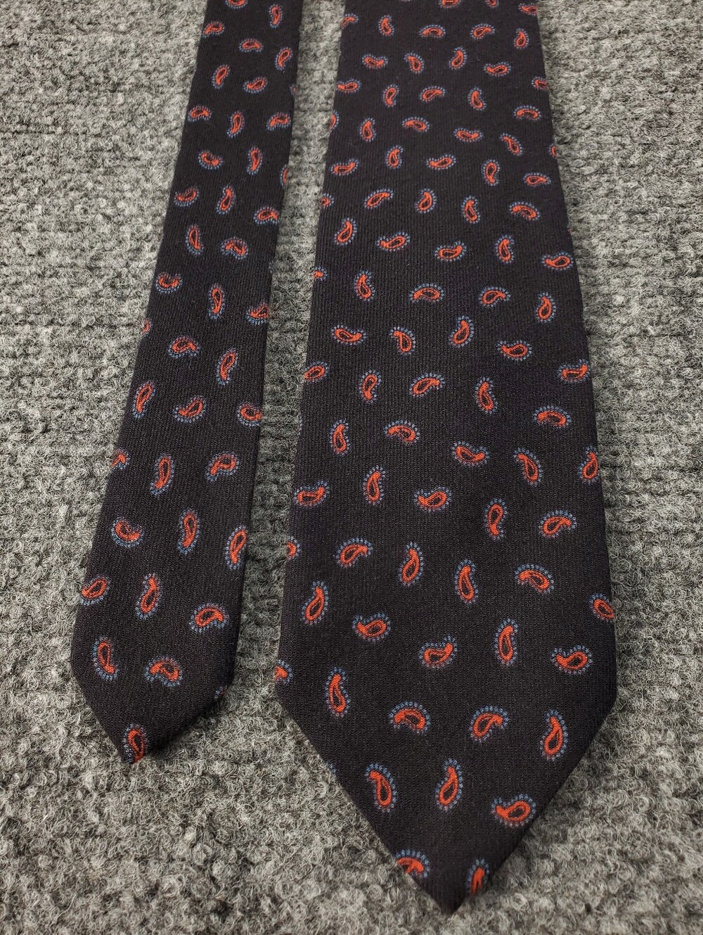Vintage Viyella Wool Blend Tie Paisley Print Black Red Ivy Preppy Formal Office